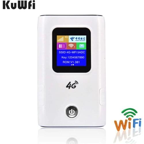 KuWFi 4G WiFi Router 5200mAh Power Bank 4G LTE Pocket Mobile Wifi Hotspot Unlock FDD/TDD Global Sim Card Up to 10 User