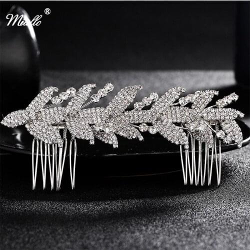 Miallo Bridal Rhinestone Leaf Hair Pin Clip Comb Wedding Jewelry Evening Dress Accessories Factory Outlet Headpieces