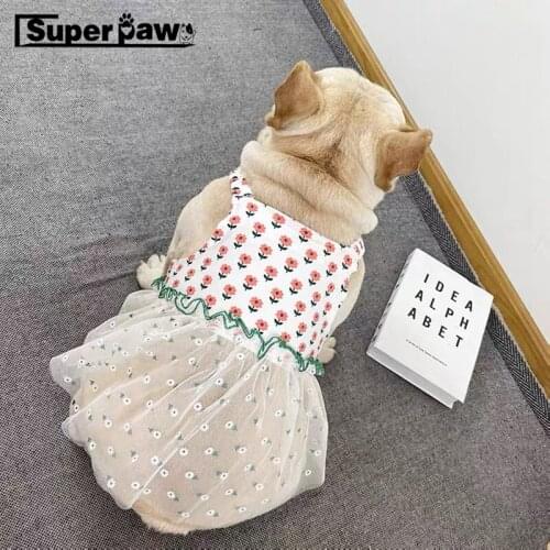 Fashion Pet Dog Dress Summer Flower Skirt Clothes For Small Medium Dogs Puppy Chihuahua Pug French Bulldog Clothing LAC40