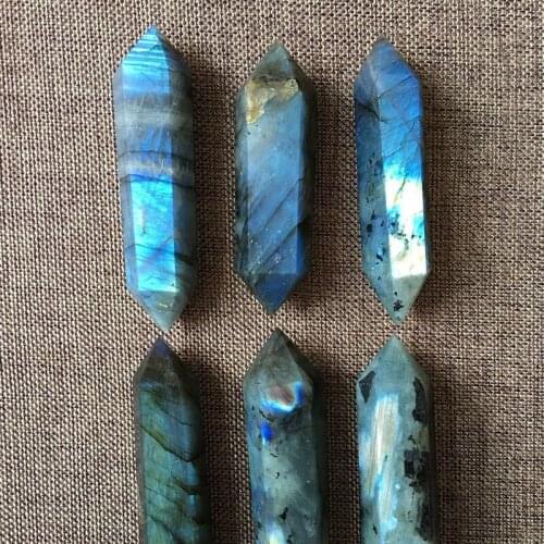 Natural Labradorite Stone Point Crystal Wand Healing Reiki Crystals Obelisk Quartz Tower Energy Points for Crystal Grids