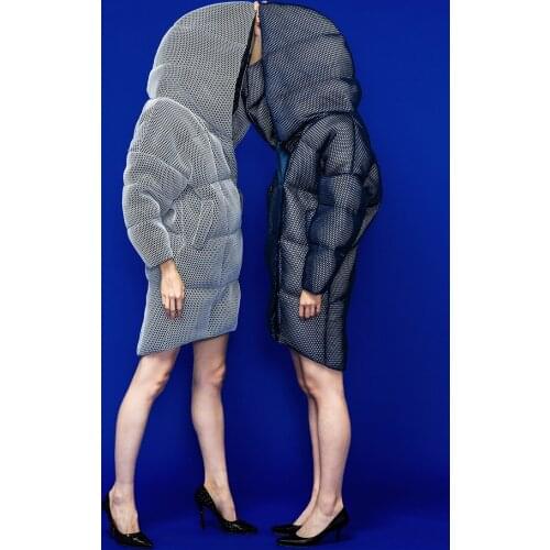 2016 female new winter Super-love ! oversize 3D grid super large loose unique and personalized casual down coat