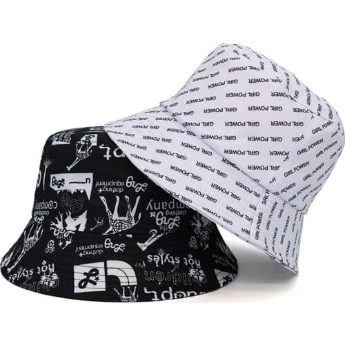Cotton Letter Print Design Bucket Hats Women Men Summer Beach Sunscreen Panama Hat Outdoor Fisherman Bucket Cap