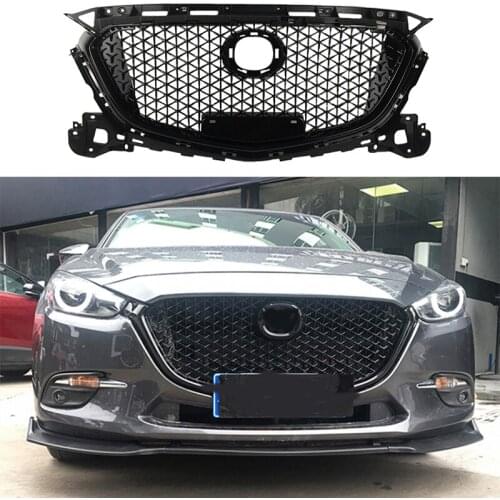 Fit for Mazda 3 Axela 2017 2018 2019 gloss black honeycomb grille ABS Front Middle Grille high quality ABS grille