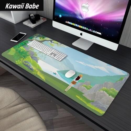 Cute Girl Rubber Super Large PC Mousepad Gamer Gaming Mouse Pad XL Desk Keyboard Mat for Computer Laptop 80x30cm
