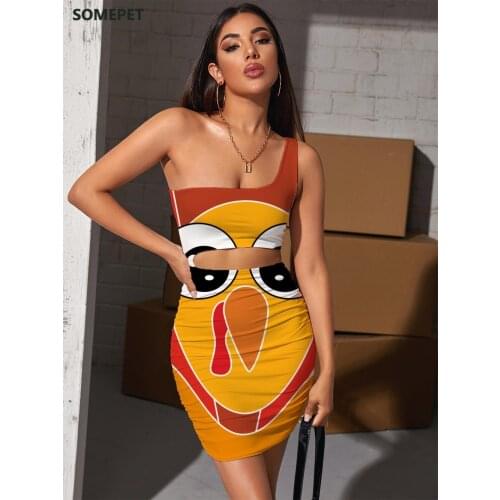 SOMEPET Thanksgiving Dresses Women Animal Vestido Sexy Colorful Bodycon Dress Funny 3d Print Womens Clothing Club New Boho Femme