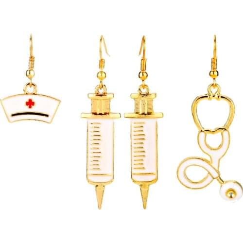 Medical Needles Dangle Earrings Punk Exaggerated Earring For Nurse Graduation Students Syringe Accessories Fashion Jewelry