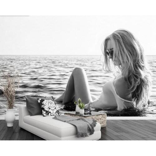 3D Grey sea beauty Wallpaper papel de parede,restaurant living room tv background sofa wall bedroom KTV bar wall mural