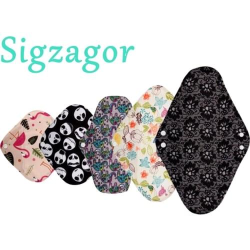 [Sigzagor]M L XL Cloth Menstrual Pad Mama Cloth Sanitary Bamboo Charcoal Reusable Washable Regular Heavy Overnight