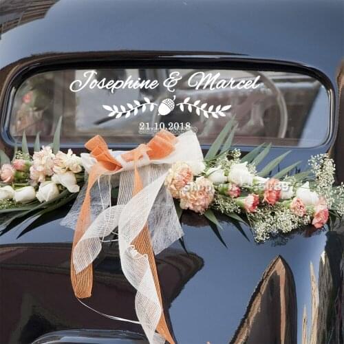 Wedding Car Decorations Customised Name Date Car Sticker Autumn Wedding Decals Removable Vinyl Modern Fashion Decor LC776