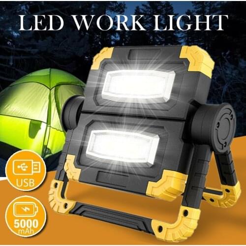LED Work Light COB LED Light USB Rechargeable Folding Portable Camping Stand Flood Lamp for Outdoor Camping Lampe Led Flashlight