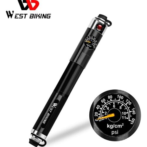 Bike Accessories Portable Bike Pump Gauge High Pressure Hand Pump Bicycle Inflator Schrader & Presta Mini Bicycle Pump Alloy MTB