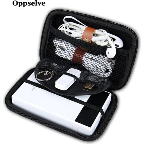 Oppselve External Storage Hard Case HDD SSD Bag For Hard Drive Power Bank USB Cable Charger Airpod Headphone Earphone Case Black