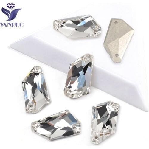 YANRUO 3267 13x23mm Crystal Clear De-Art Sewing Stones Flat Back Glass Strass Sew On Rhinestones For Needlework Accessories