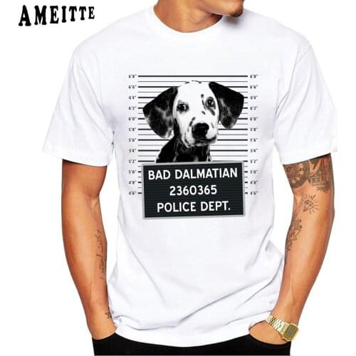 Funny Bad Dog Dalmatian Print T-Shirt Fashion Men T Shirts Funny Pocket Dog Design Cool Boy Casual Tops Hipster Man Tee shirt