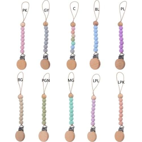 Newborn Pacifier Clip Chain BPA-free Silicone Beads Soother Clip Dummy Nipple Holder Baby Relief Pain Teething Toys