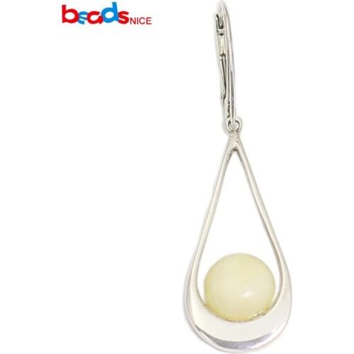 Beadsnice ID39761smt2 Sterling Silver Ball Drop Earrings for Women Bead Beeswax Lever Back Earring Jewellery