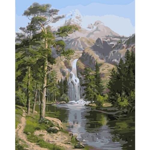 Scenic Waterfall Scenery DIY Digital Painting By Numbers Modern Wall Art Oil Painting Brithday Home Decor Big size