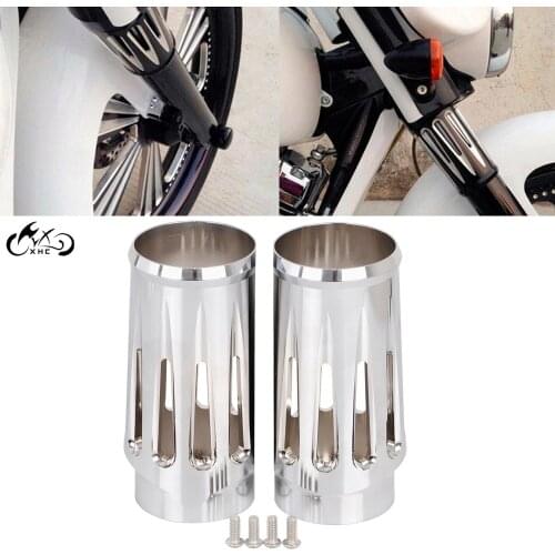 1Pair Motorcycle Chrome Aluminum Fork Boot Slider Cover For Harley Touring Electra Street Glide FLTR FLHR FLHT FLHX Road King
