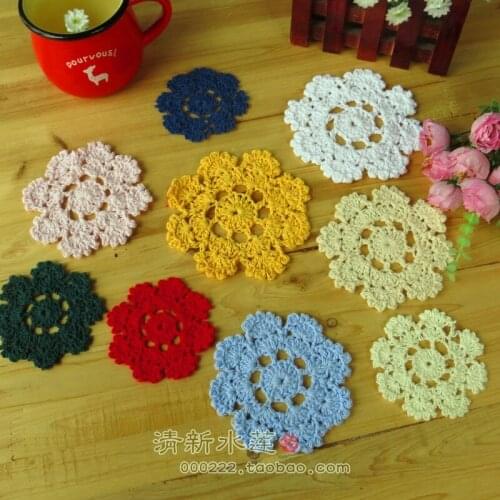 12 pcs lot 6 and 10 cm beautiful round cotton crochet doilies for home decor as kitchen accessories for table mat with flower