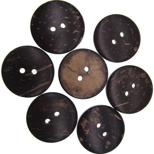 40Pcs 1" Natural coconut buttons 2 Holes shell flatback sewing buttons for craft scrapbooking 24.0mm