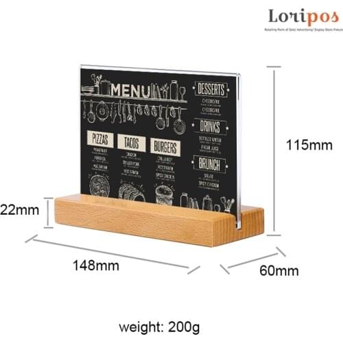 A6 148*115mm Clear Restaurant Hotel Acrylic Menu List Card Advertising Poster Label Frame Wooden Picture Sign Holder