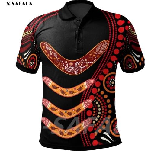 ABORIGINAL NAIDOC Boomerangs With Dot Printed High Quality New Polyester Fiber Men Female Collar Polo Shirt Tee Tops Anti Shrink