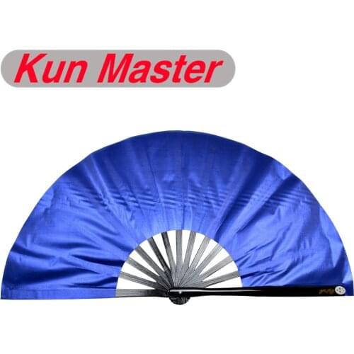 Kun Master 34 Cm Bamboo Chinese Kung Fu Tai Chi Fan Shine Blue Cover