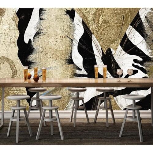 Beibehang Black and white modern butterfly abstract art retro tooling background wall decoration custom wallpaper 3D mural