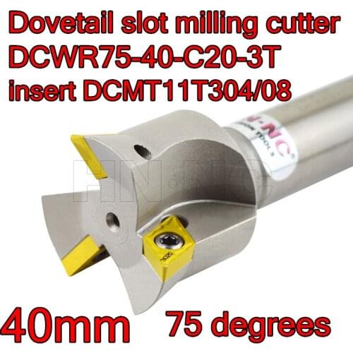 DCWR75-40-C20-120-3T Petiole 20 mm HN-CN 75degrees CNC Dovetail slot milling cutter insert DCMT11T304/08 Free shipping