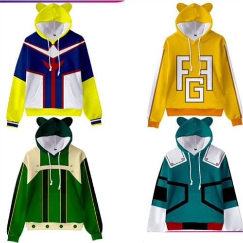 Children cosplay costume My Hero Academia Hoodie Boys Girls Teens Women Sweatshirt Autumn Winter Cute Cat Ears Anime Clothes