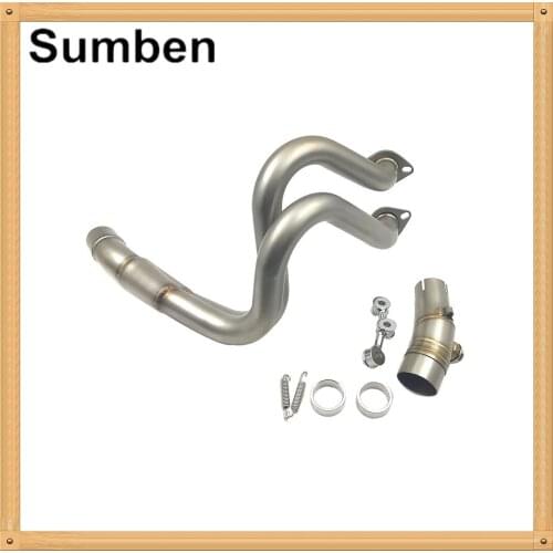 ER-6N 12-16 Motorcycle Front Exhaust Pipe Tube System w/ Middle Exhaust Connector for Kawasaki ER6N 2012 2013 2014 2015 2016