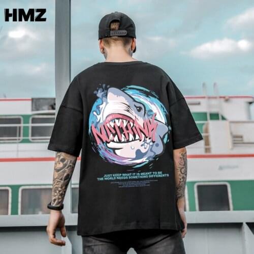 HMZ T-Shirt Men Unisex Cartoon Shark Design Men Tee Shirt Homme Summer New Tops Short Sleeve Cotton Vogue Style T Shirt For Men