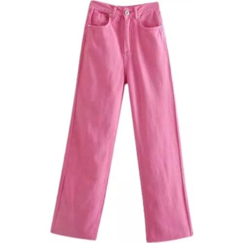 JQK 2021 spring new womens European and American high-waisted straight-leg jeans Y2K trend multi-color straight-leg jeans women