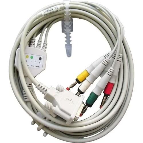 DB 15Pin One Piece 5lead IEC Banana 4.0mm ECG Cable