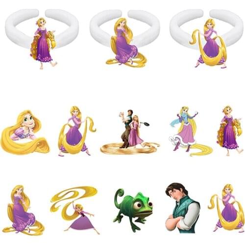 Disney Rapunzel And Handsome Prince Couple Ring Epoxy Acrylic Cartoon Animated Character Ring Lady Ring For Lovers