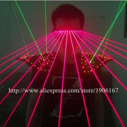 Colorful Led Luminous Laserman Shoulder Red Laser Man Show Glasses DJ Nightclub Dancer Singer Wear Ballroom Laser Clothes