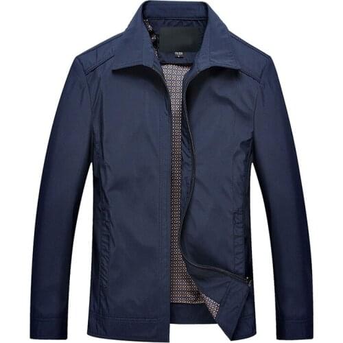 Autumn Mens Business Casual Solid color jacket Male Fashion Slim Fitted Zipper Standing collar coats Jaqueta Masculina