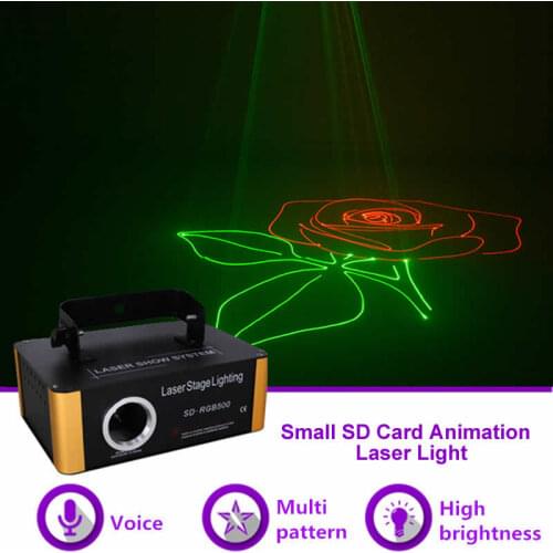 Sharelife Mini 500mw RGB Animation SD Card Laser Light Projector DMX Stage Lighting DJ Gig Party Home Show Wall Effect SD-RGB500