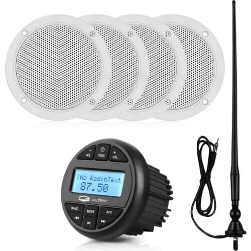Marine Waterproof Stereo Bluetooth Audio System Receiver Boat Radio FM AM Car MP3 Player+2 Pairs 4 inch Marine Speakers+Antenna