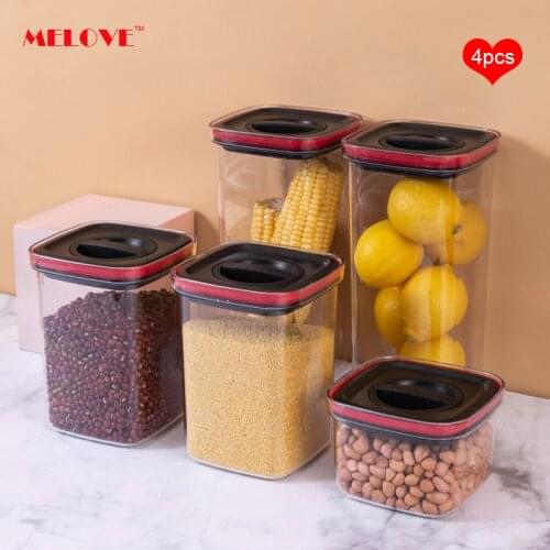 Airtight Food Storage Containers Set 4 Pieces BPA Free Kitchen Plastic Canisters with Easy Lock Lids ,for Cereal, Flour ,Sugar