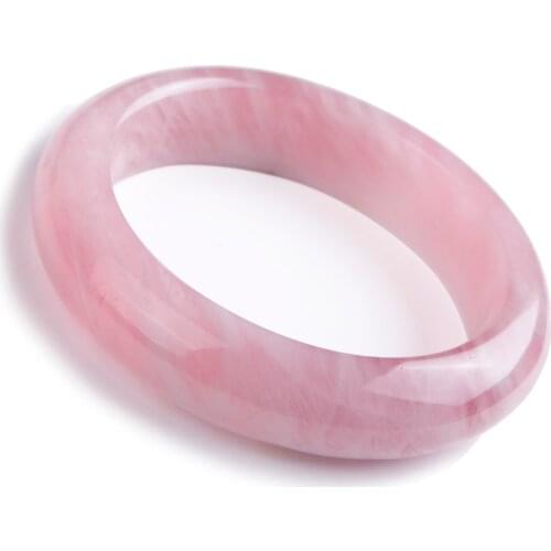 Genuine Madagascar Pink Gemstone Natural Rose Quartz Bangle Bracelets For Women Female Inner Diameter 58mm AAAAAA