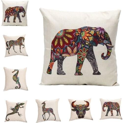 Bohemian Style Animal Pattern Pillow Case Chair Seat and Waist Square 45x45cm Cotton Linen Pillow Cover Home Living