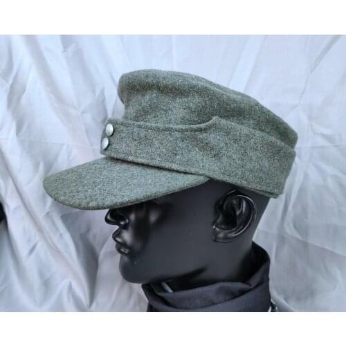 WWII GERMAN WH EM M43 PANZER GRAY GREEN WOOL FIELD CAP WW2 Military