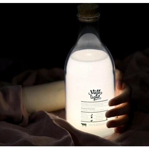 Milk Bottle Night Lamp Creative Table Night Light USB Charging Night Light DIY Message Transparent Lighting Bedroom Bedside Lamp