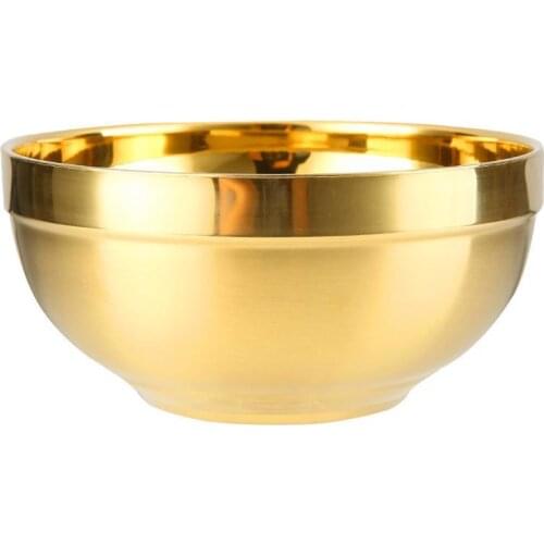 2021 New Creative Bowls 304 Stainless Steel Gold Bowl Thickened Double Layer Heat Insulation Kitchen Cooking Tools