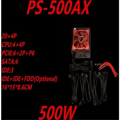 New PSU For 1Stplayer Brand Black Widow ATX Full Flat Wire Dual 8P Graphics Card 500W Power Supply PS-500AX Bronze Module