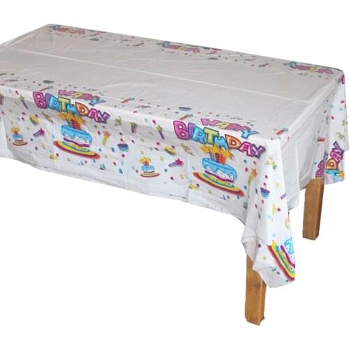 Disposable Plastic Table Cloth Happy Birthday TableCover Tablecloth Cake Print Waterproof For Kids Birthday Party Decoration