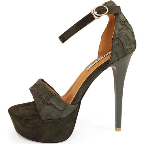 Sexy Crack Fashion Waterproof Platform Night Field Summer High Heels Word Buckle Open Toe Stiletto Sandals Women