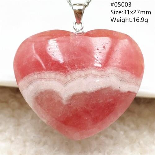 Genuine Natural Red Rose Rhodochrosite Heart Pendant Gemstone Rhodochrosite Necklace Jewelry 925 Sterling Silver AAAAA