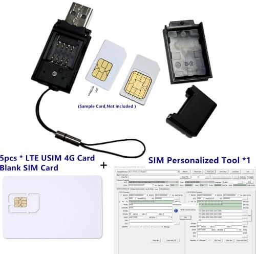 LTE ICCID IMSI SIM Card Reader Writer Programmer 2FF 3FF 4FF 2G 3G 4G Writbale SIM +5pcs SIM blank Cards+SIM personalize Tool